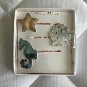Meri Meri seashell seahorse hair slides pins NEW
